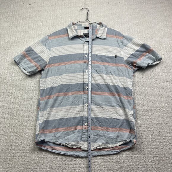 O'Neill Shirt Men M Classic Fit Blue / Orange Strip Button Up Short Sleeve Surf* - Picture 11 of 16